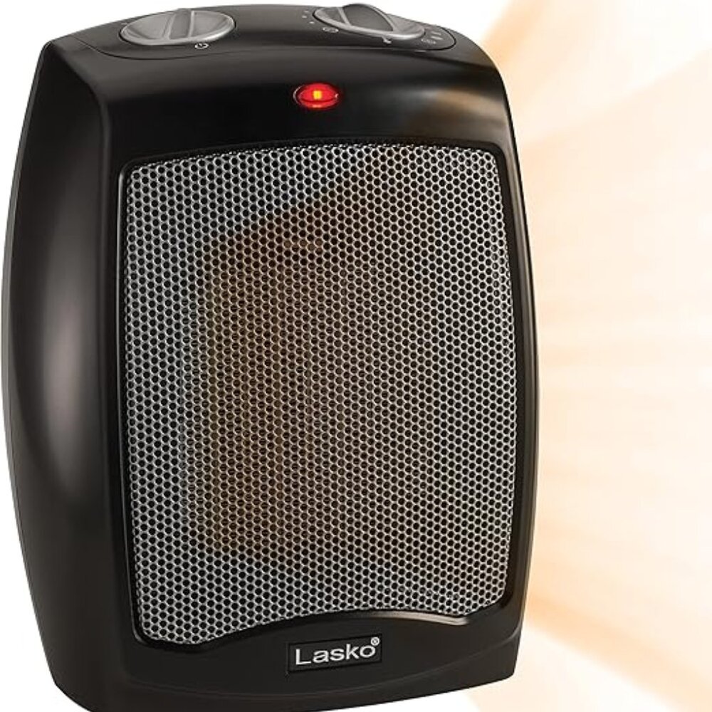 Lasko CD09250 Ceramic Adjustable Thermostat Tabletop or Under-Desk Heater